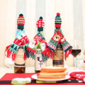 Hat and scarf set wine cover Xmas scarf crafts Bottle scarves Christmas tree Reindeer and Santa style fabric Holiday pary